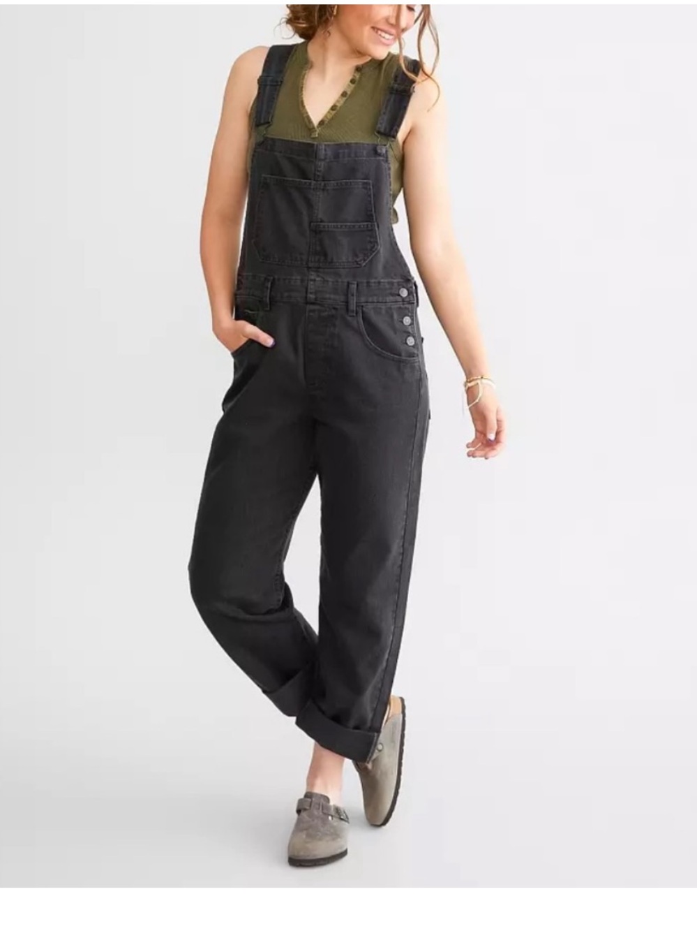 Free People Ziggy Black Denim Overalls